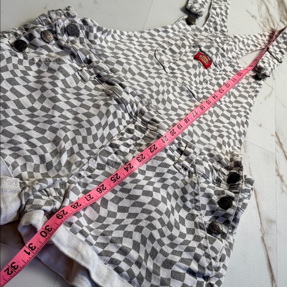 Dickies Funky Checkered Overalls Sz L Graphic Black White Workwear - Picture 6 of 9